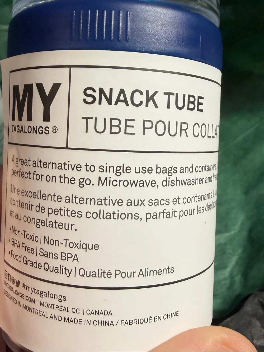 2 Blue Snack Tubes Stackable Container - Mytagalongs
